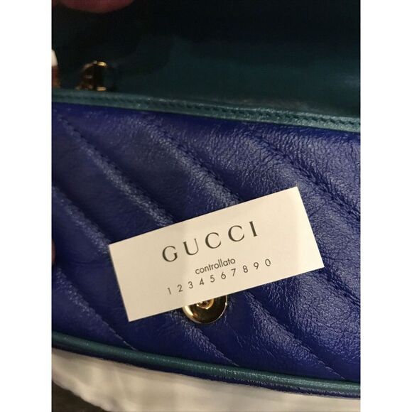 Gucci GG Marmont Chain Wallet Diagonal Quilted Leather Mini Blue - Picture 5 of 9